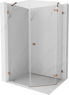 Mexen Lunar cabine de douche pentagonale pivotante droite 80 x 90 cm, transparente, or rose - 831-080P-090L-60-00-P