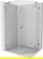 Mexen Lunar cabine de douche pentagonale battante droite 90 x 100 cm, transparent, or rose - 831-090P-100L-60-00-P