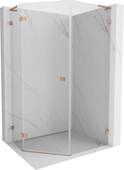 Mexen Lunar L cabine de douche pentagonale pivotante gauche 80 x 90 cm, transparent, cuivre brossé - 831L-080L-090P-65-00-L