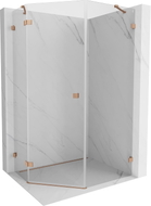 Mexen Lunar cabine de douche pentagonale pivotante gauche 80 x 90 cm, transparent, cuivre brossé - 831-080L-090P-65-00-L