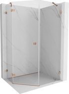 Mexen Lunar cabine de douche pentagonale pivotante gauche 90 x 100 cm, transparent, cuivre brossé - 831-090L-100P-65-00-L