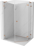 Mexen Lunar L cabine de douche pentagonale pivotante droite 80 x 100 cm, transparent, cuivre brossé - 831L-080P-100L-65-00-P