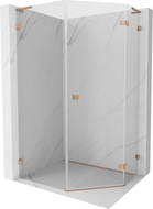 Mexen Lunar L cabine de douche pentagonale pivotante droite 90 x 100 cm, transparent, cuivre brossé - 831L-090P-100L-65-00-P