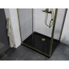 Mexen Apia cabine de douche coulissante 110 x 80 cm, transparente, dorée + receveur Flat, noir - 840-110-080-50-00-4070G