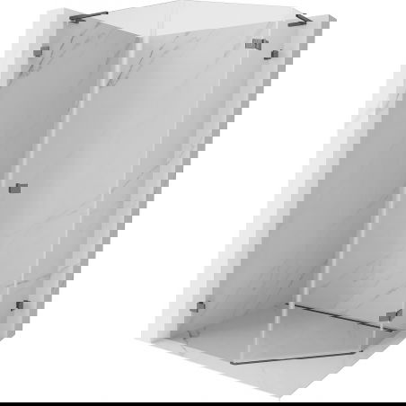 Mexen Lunar L cabine de douche pentagonale pivotante droite 90x100 cm transparent, gris canon brossé - 831L-090P-100L-66-00-P