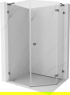 Mexen Lunar L cabine de douche pentagonale droite à charnière 90x100 cm transparent, gris canon brossé - 831L-090P-100L-66-00-P