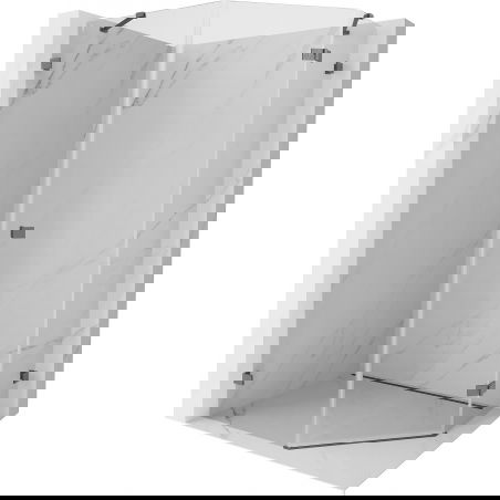 Mexen Lunar cabine de douche pentagonale battante droite 90 x 100 cm, transparent, gris arme brossé - 831-090P-100L-66-00-P