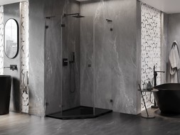Mexen Lunar L cabine de douche pentagonale pivotante gauche 80 x 100 cm, transparent, noir - 831L-080L-100P-70-00-L