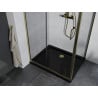 Mexen Apia cabine de douche coulissante 110 x 90 cm, transparent, or + receveur Flat, noir - 840-110-090-50-00-4070G