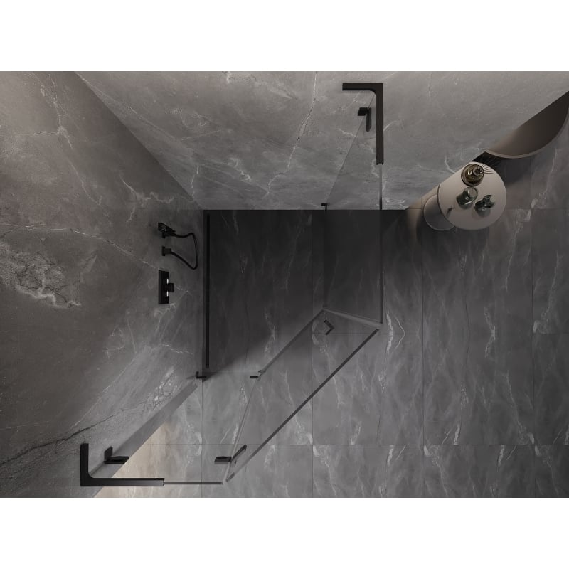 Mexen Lunar L cabine de douche pentagonale pivotante gauche 90 x 100 cm, transparent, noir - 831L-090L-100P-70-00-L