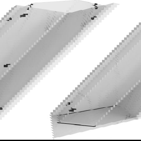 Mexen Lunar cabine de douche pentagonale battante gauche 80 x 90 cm, transparent, noir - 831-080L-090P-70-00-L