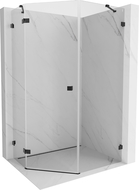 Mexen Lunar cabine de douche pentagonale pivotante gauche 90 x 100 cm, transparent, noir - 831-090L-100P-70-00-L
