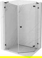Mexen Lunar L cabine de douche pentagonale battante droite 80 x 90 cm, transparent, noir - 831L-080P-090L-70-00-P
