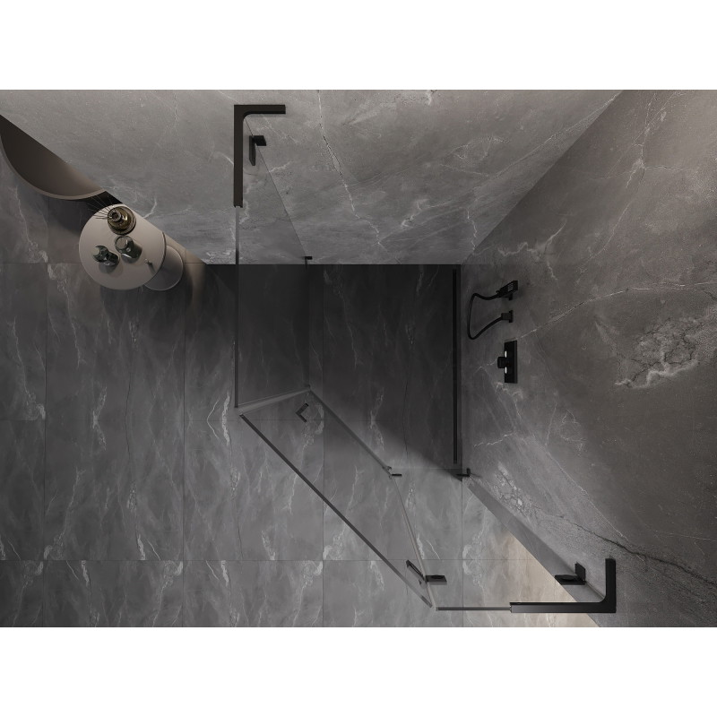 Mexen Lunar L cabine de douche pentagonale pivotante droite 80 x 100 cm, transparent, noir - 831L-080P-100L-70-00-P