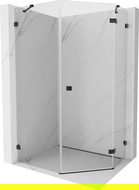 Mexen Lunar cabine de douche pentagonale à charnière droite 80 x 90 cm, transparent, noir - 831-080P-090L-70-00-P