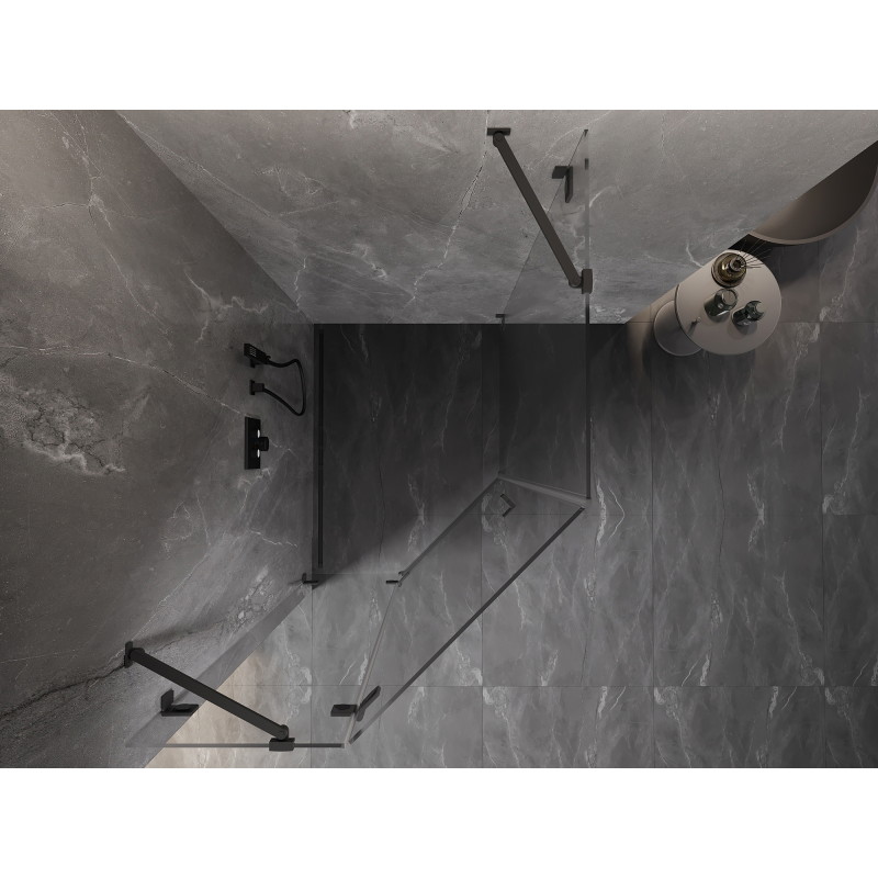 Mexen Lunar cabine de douche pentagonale pivotante gauche 80 x 100 cm, transparent, métal canon - 831-080L-100P-95-00-L