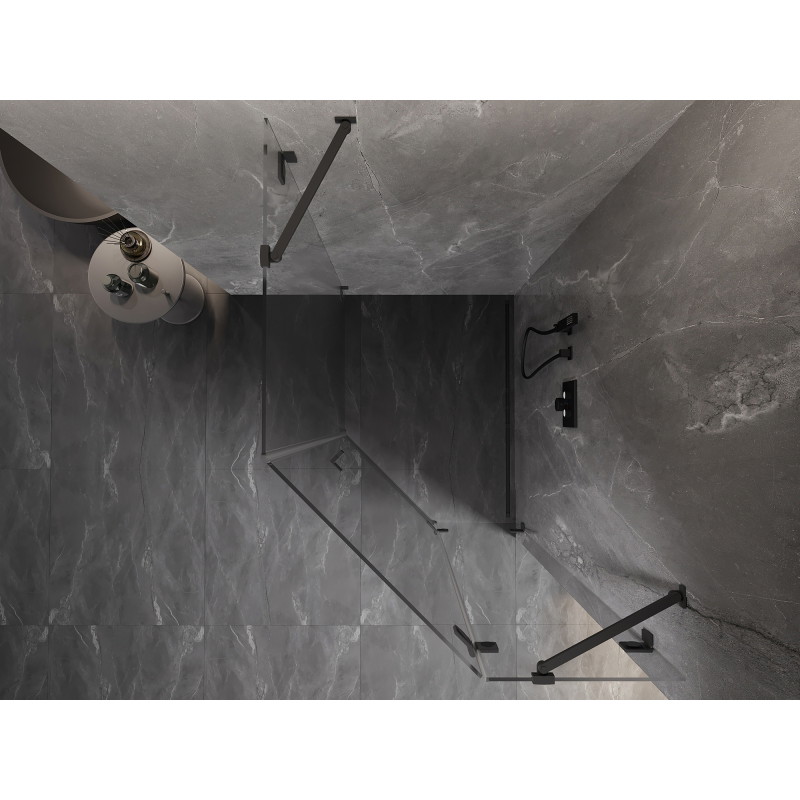 Mexen Lunar cabine de douche pentagonale pivotante droite 80 x 100 cm, transparent, métal gun - 831-080P-100L-95-00-P