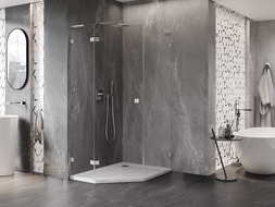 Mexen Lunar L cabine de douche pentagonale pivotante gauche 80 x 100 cm, transparent, nickel brossé - 831L-080L-100P-97-00-L