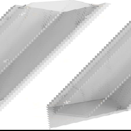 Mexen Lunar L cabine de douche pentagonale pivotante gauche 90 x 100 cm, transparent, nickel brossé - 831L-090L-100P-97-00-L