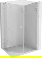 Mexen Lunar L cabine de douche pentagonale pivotante gauche 90 x 100 cm, transparent, nickel brossé - 831L-090L-100P-97-00-L