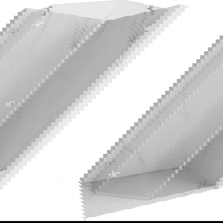 Mexen Lunar cabine de douche pentagonale ouverture gauche 90 x 100 cm, transparent, nickel brossé - 831-090L-100P-97-00-L