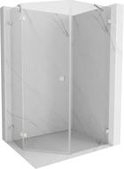 Mexen Lunar cabine de douche pentagonale pivotante gauche 90 x 100 cm, transparent, nickel brossé - 831-090L-100P-97-00-L