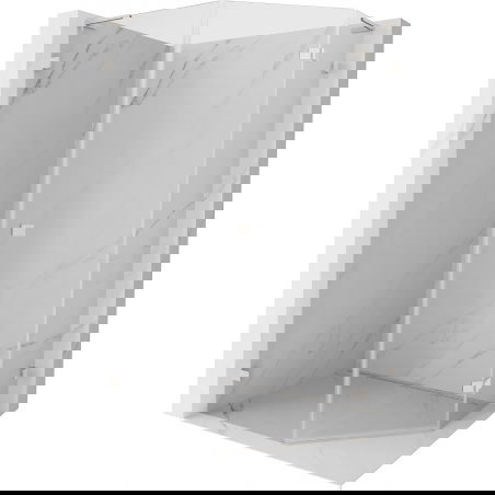 Mexen Lunar L cabine de douche pentagonale pivotante droite 80 x 90 cm, transparent, nickel brossé - 831L-080P-090L-97-00-P