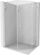 Mexen Lunar L cabine de douche pentagonale à charnières droite 80 x 90 cm, transparent, nickel brossé