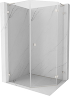 Mexen Lunar L cabine de douche pentagonale pivotante droite 80 x 90 cm, transparent, nickel brossé - 831L-080P-090L-97-00-P