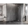 Mexen Lunar L cabine de douche pentagonale avec porte droite 80x100 cm, transparent, nickel brossé - 831L-080P-100L-97-00-P