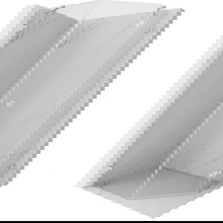 Mexen Lunar cabine de douche pentagonale pivotante droite 80 x 90 cm, transparent, nickel brossé - 831-080P-090L-97-00-P