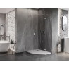 Mexen Lunar cabine de douche pentagonale battante droite 80 x 90 cm, transparent, nickel brossé - 831-080P-090L-97-00-P