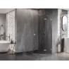 Mexen Lunar cabine de douche pentagonale battante droite 80 x 90 cm, transparent, nickel brossé - 831-080P-090L-97-00-P