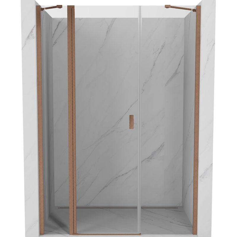 Mexen Mist porte de douche pivotante 130 cm, transparent, cuivre brossé - 8A4-130-001-65-00