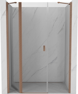 Mexen Mist porte de douche pivotante 155 cm, transparent, cuivre brossé - 8A4-155-001-65-00