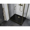 Mexen Apia cabine de douche coulissante 130 x 100 cm, transparente, dorée + receveur Flat, noir - 840-130-100-50-00-4070G