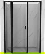 Porte de douche pivotante gauche Mexen Mist 130 cm, cadre noir, noir - 8A4-130-001-70-70-L
