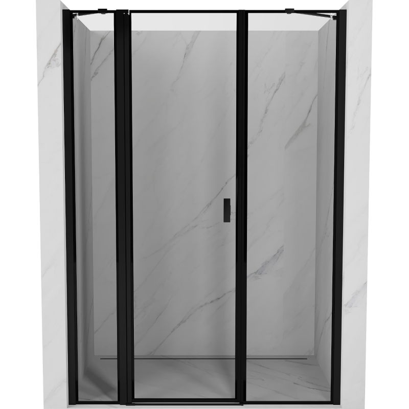 Mexen Mist porte de douche battante gauche 155 cm, cadre noir, noir - 8A4-155-001-70-70-L