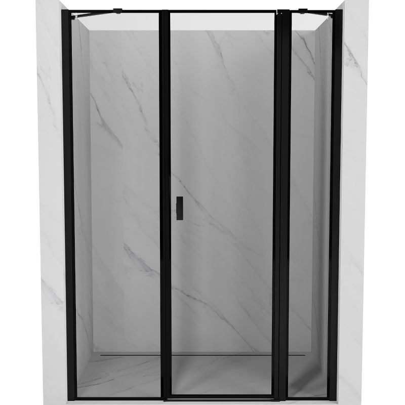 Mexen Mist porte de douche pivotante droite 125 cm, cadre noir, noir - 8A4-125-001-70-70-P