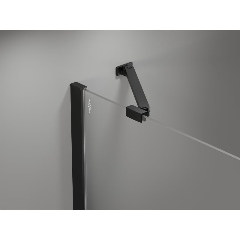 Mexen Mist porte de douche pivotante droite 160 cm, cadre noir, noir - 8A4-160-001-70-70-P