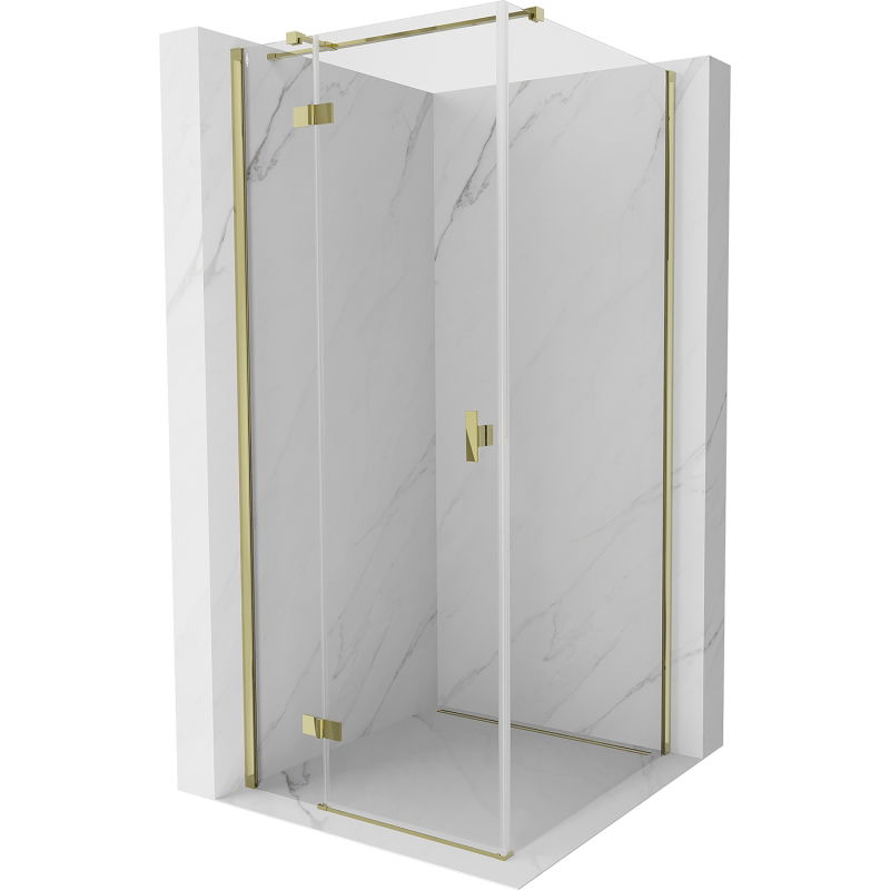 Mexen Mist H T cabine de douche avec porte pivotante gauche 85 x 85 cm, transparent, dorée - 8A5T-085-085-50-00-L