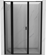 Mexen Mist L porte de douche battante gauche 145 cm, cadre noir, noir - 8A4L-145-001-70-70-L