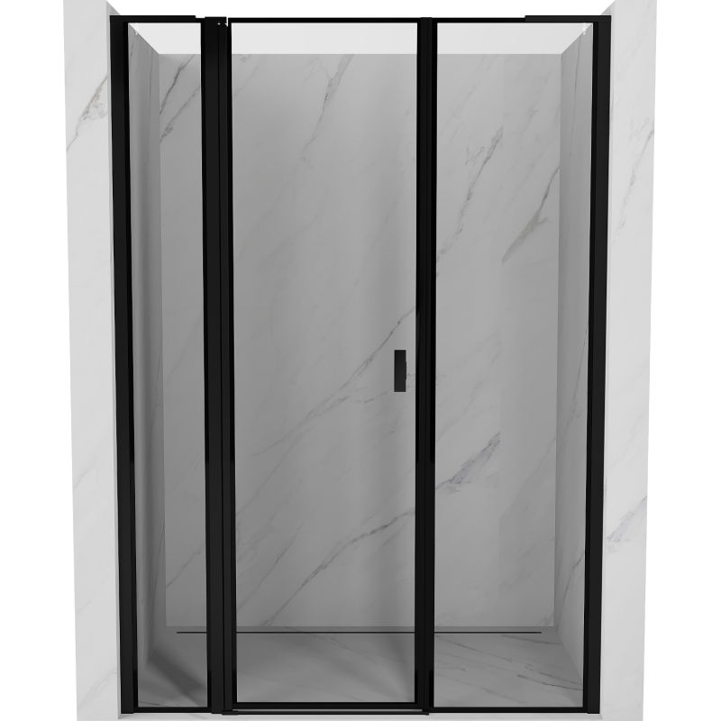 Mexen Mist L porte de douche pivotante gauche 160 cm, cadre noir, noir - 8A4L-160-001-70-70-L