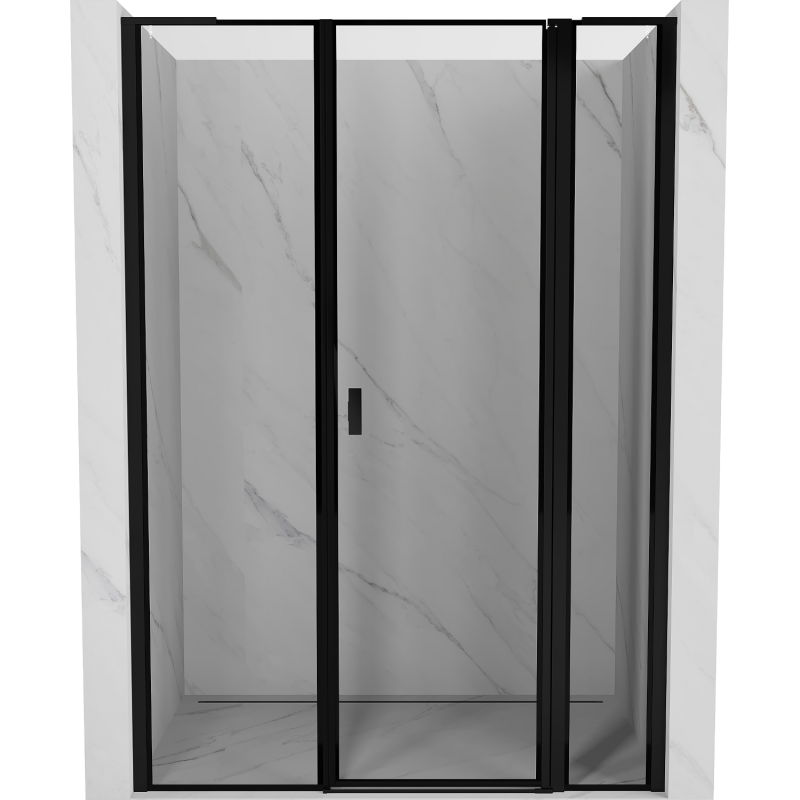 Mexen Mist L porte de douche pivotante droite 155 cm, cadre noir, noir - 8A4L-155-001-70-70-P