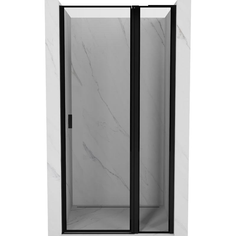 Mexen Mist L porte de douche pivotante droite 115 cm, cadre noir, noir - 8A4L-115-000-70-70-P