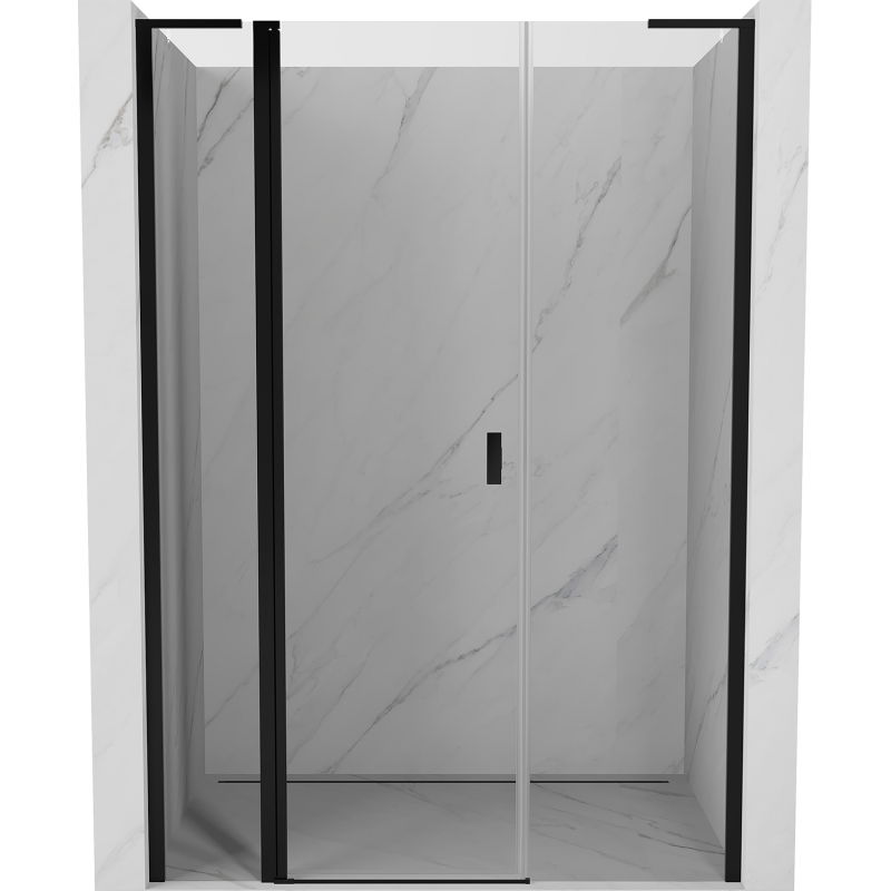 Mexen Mist L porte de douche battante 155 cm, transparent, noir - 8A4L-155-001-70-00
