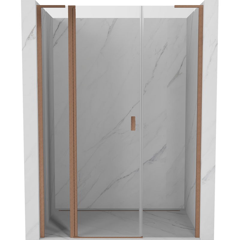 Mexen Mist L porte de douche pivotante 150 cm, transparent, cuivre brossé - 8A4L-150-001-65-00