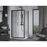Mexen Apia cabine de douche coulissante 100 x 70 cm, transparent, noir + receveur Flat, blanc- 840-100-070-70-00-4010B