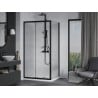 Mexen Apia cabine de douche coulissante 100 x 80 cm, transparent, noire + receveur plat, blanc - 840-100-080-70-00-4010B
