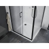 Mexen Apia cabine de douche coulissante 100 x 100 cm, transparente, noire + receveur Flat, blanc - 840-100-100-70-00-4010B